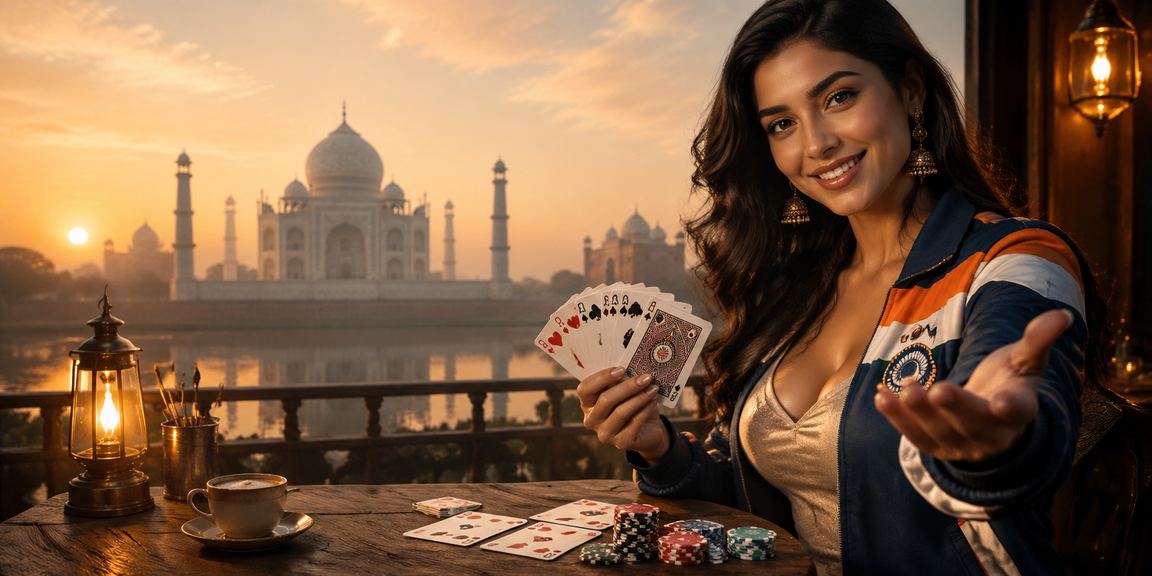 Teen Patti game in an Indian setting with players around table